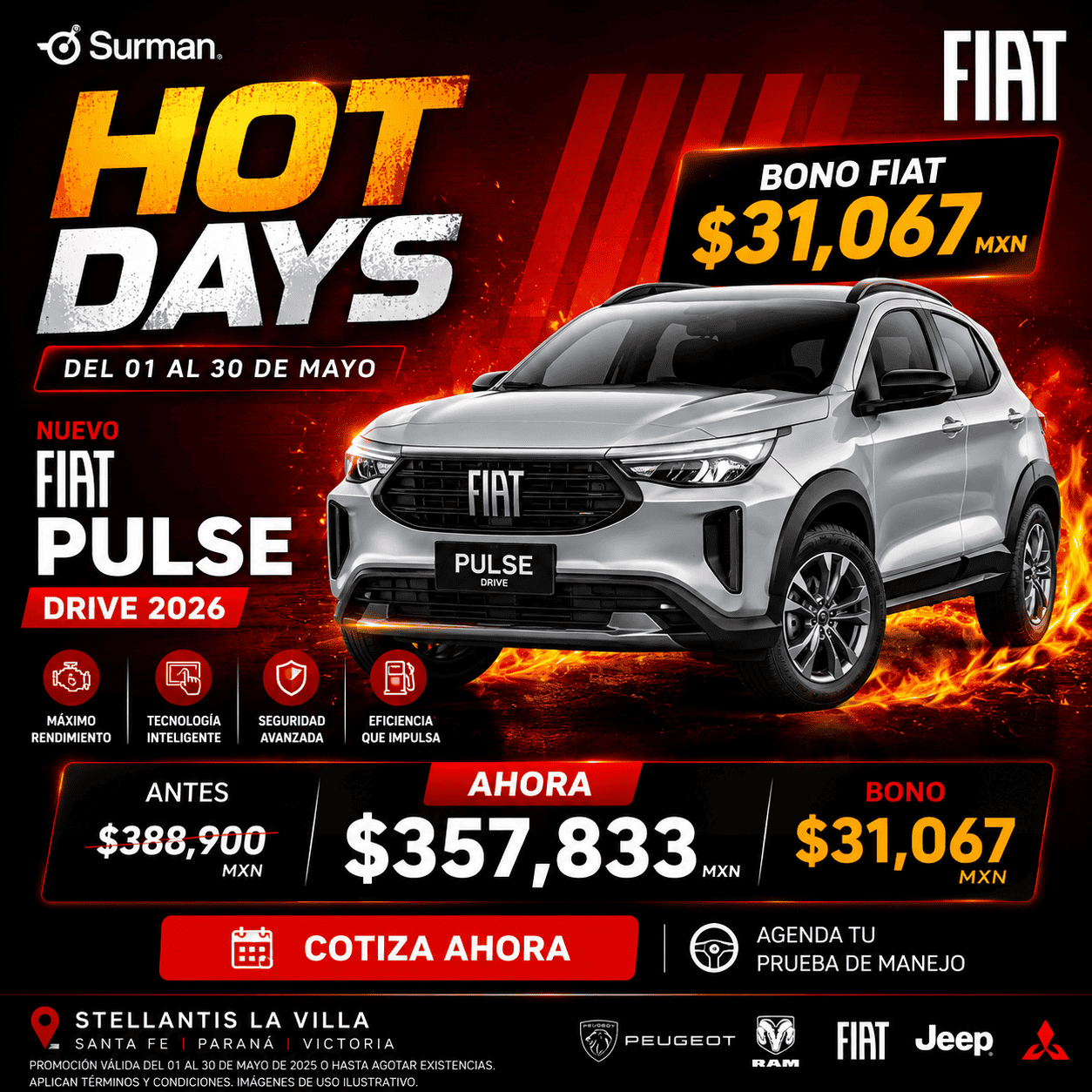 Fiat Pulse Drive 2026 plateado bono $31,067